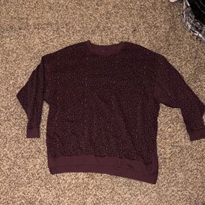 AEO Maroon Oversized Leopard Print Crewneck